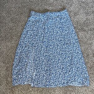 SHEIN Blue and White Floral Midi Skirt